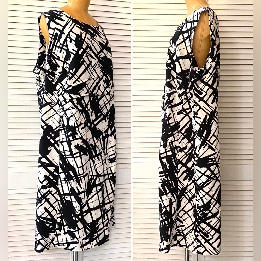 Le Bos Dress Womens Plus Size 22W Black White Sleeveless Office Party Sheath - Picture 4 of 9